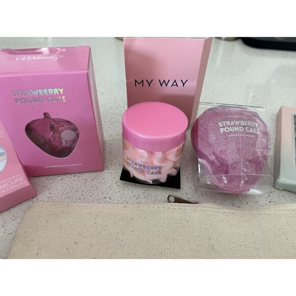 Strawberry Bath Body Bracelet Makeup Lashes Nails Tools Cosmetic Bag Set Bundle - Picture 5 of 11